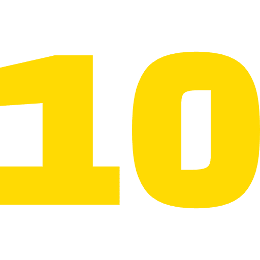 Number 10 Yellow Transparent Icon in SVG, PNG formats