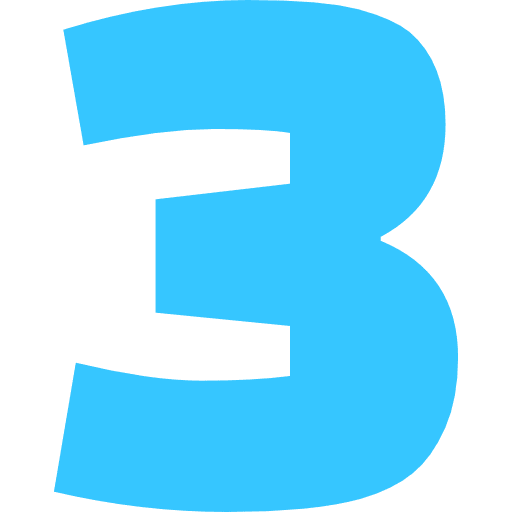 Number 3 Light Blue Transparent Icon in SVG, PNG formats