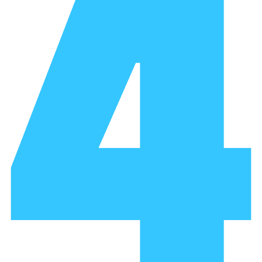 Number 4 Light Blue Transparent Icon in SVG, PNG formats