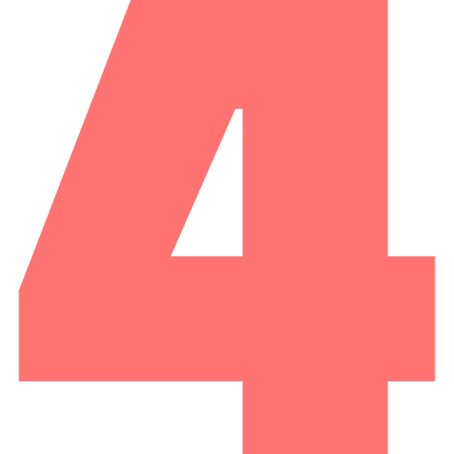 Number 4 Light Red Transparent Icon in SVG, PNG formats