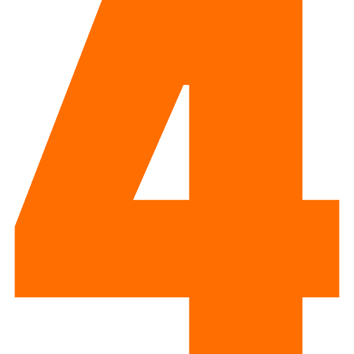 Number 4 Orange Transparent Icon in SVG, PNG formats