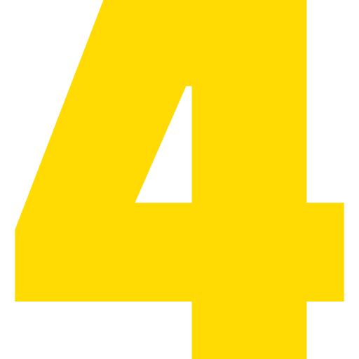 Number 4 Yellow Transparent Icon in SVG, PNG formats