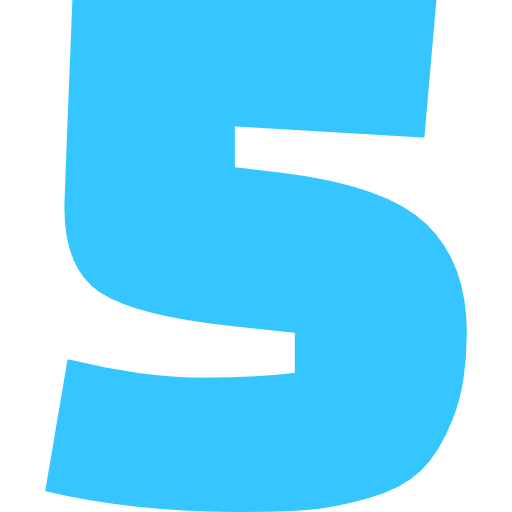 Number 5 Light Blue Transparent Icon in SVG, PNG formats