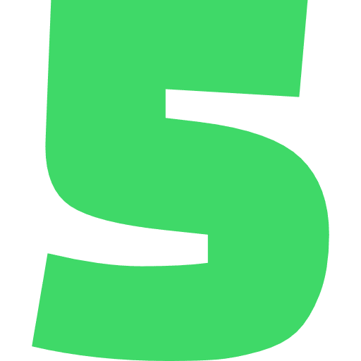 Number 5 Light Green Transparent Icon in SVG, PNG formats