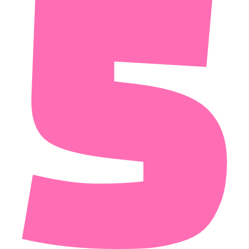 Number 5 Light Pink Transparent Icon in SVG, PNG formats