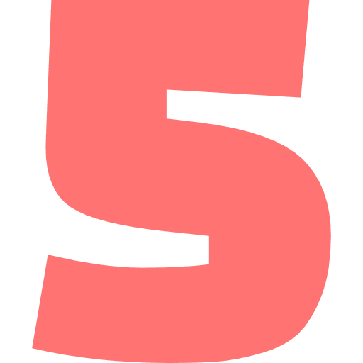 Number 5 Light Red Transparent Icon in SVG, PNG formats