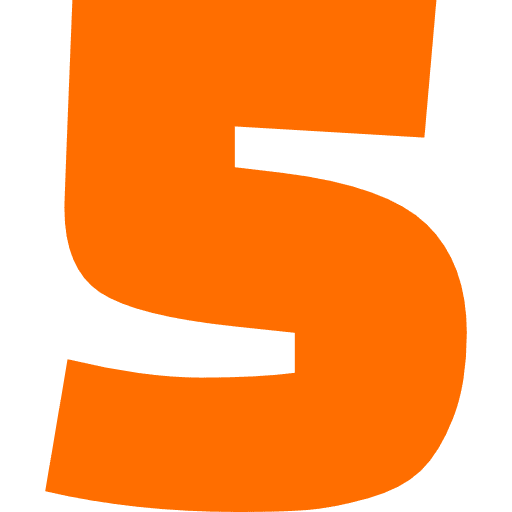 Number 5 Orange Transparent Icon in SVG, PNG formats