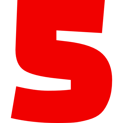 Number 5 Red Transparent Icon in SVG, PNG formats