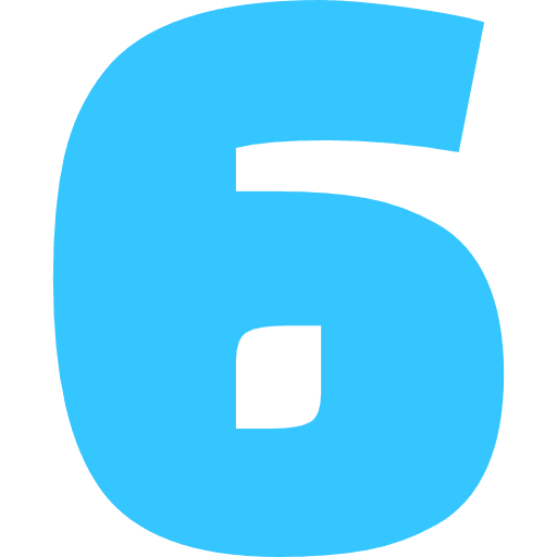 Number 6 Light Blue Transparent Icon in SVG, PNG formats