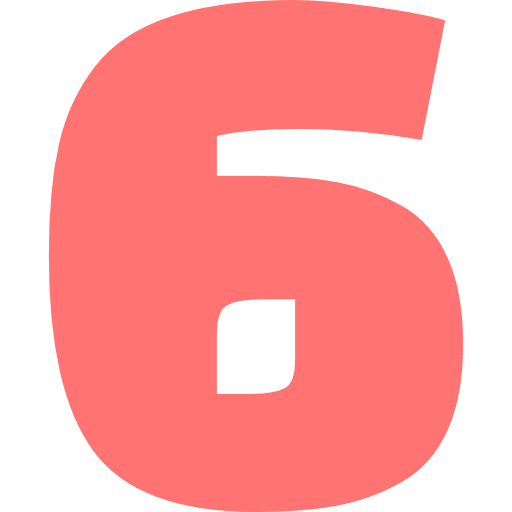 Number 6 Light Red Transparent Icon in SVG, PNG formats