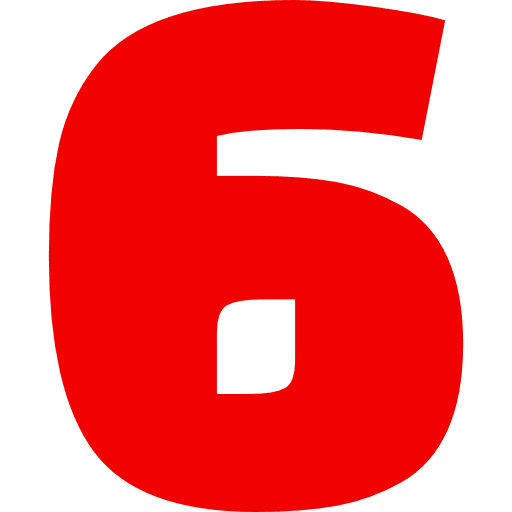 Number 6 Red Transparent Icon in SVG, PNG formats