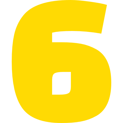 Number 6 Yellow Transparent Icon in SVG, PNG formats