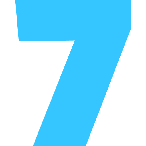 Number 7 Light Blue Transparent Icon in SVG, PNG formats
