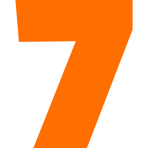 Number 7 Orange Transparent Icon in SVG, PNG formats