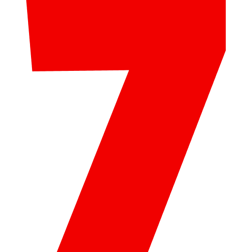 Number 7 Red Transparent Icon in SVG, PNG formats