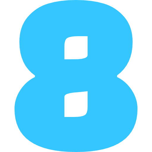 Number 8 Light Blue Transparent Icon in SVG, PNG formats