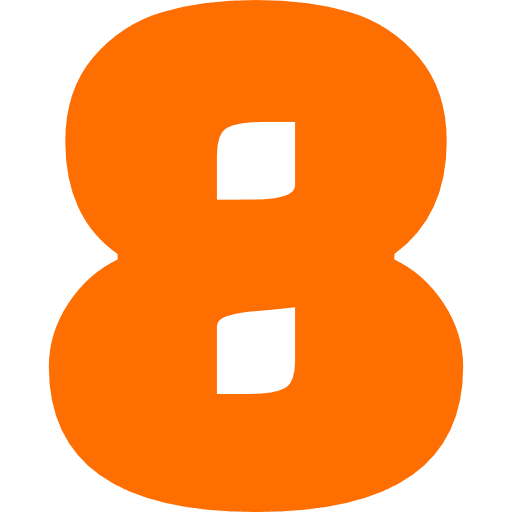 Number 8 Orange Transparent Icon in SVG, PNG formats
