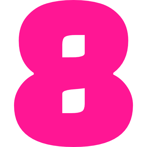 Number 8 Pink Transparent Icon in SVG, PNG formats