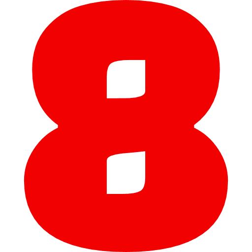 Number 8 Red Transparent Icon in SVG, PNG formats