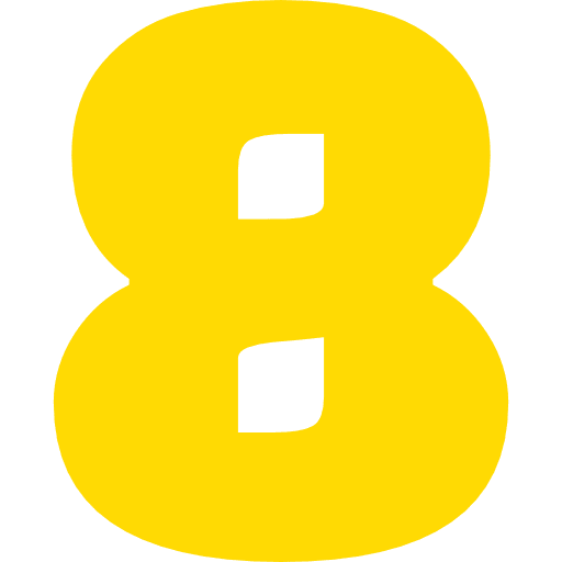 Number 8 Yellow Transparent Icon in SVG, PNG formats