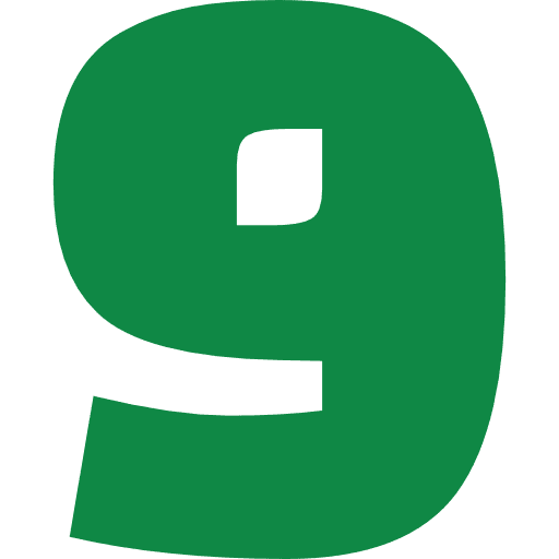 Number 9 Green Transparent Icon in SVG, PNG formats