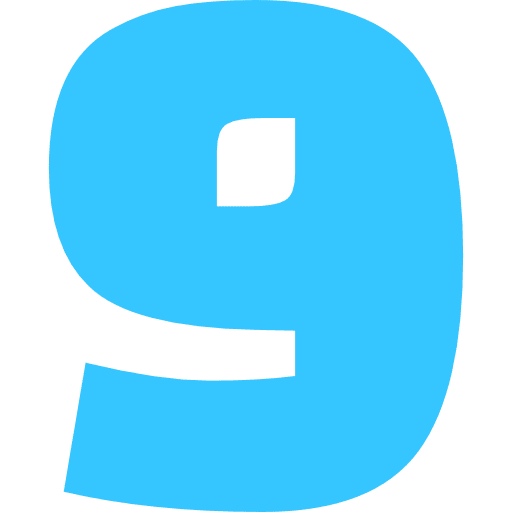Number 9 Light Blue Transparent Icon in SVG, PNG formats