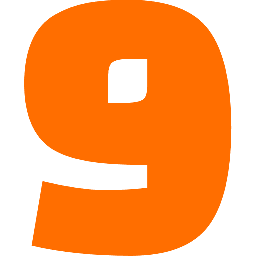 Number 9 Orange Transparent Icon in SVG, PNG formats