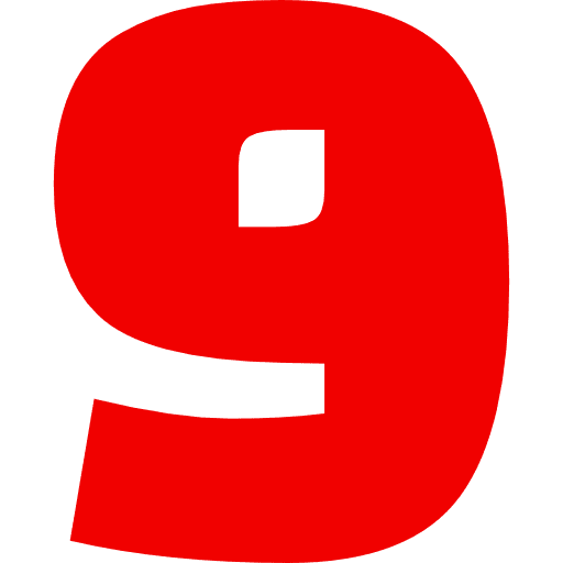 Number 9 Red Transparent Icon in SVG, PNG formats