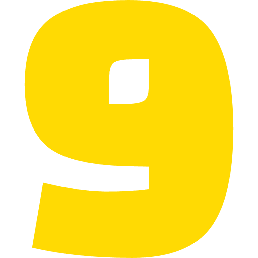Number 9 Yellow Transparent Icon in SVG, PNG formats