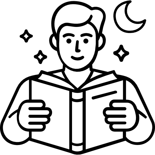 Reading Book At Night Outline Icon in SVG, PNG formats
