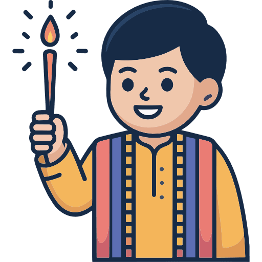 Boy Holding Lit Firecracker Sparkler Icon in SVG, PNG formats