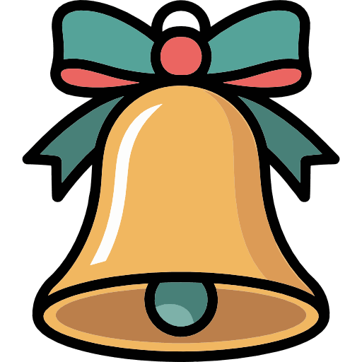 Christmas Golden Bell With Ribbon Icon in SVG, PNG formats