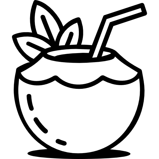 Coconut With A Straw Outline Icon in SVG, PNG formats