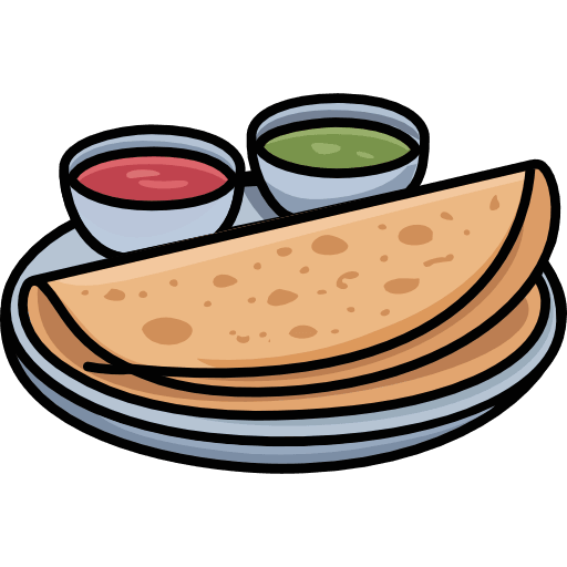 Dosa With Chutney Bowls Icon in SVG, PNG formats