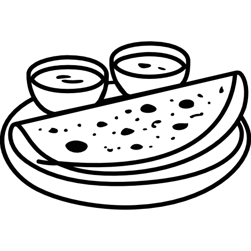 Dosa With Chutney Bowls Outline Icon in SVG, PNG formats