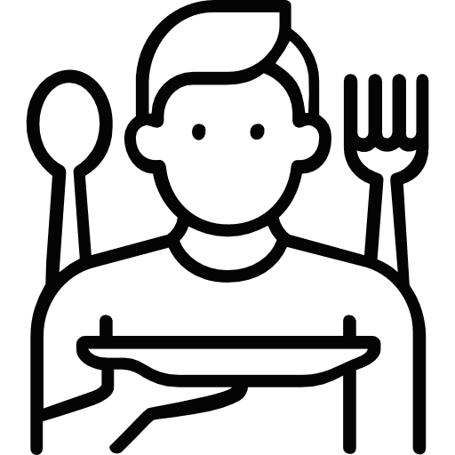 Man Holding A Plate Outline Icon in SVG, PNG formats