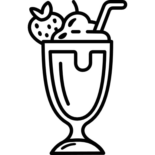 Strawberry Milkshake Glass Outline Icon in SVG, PNG formats
