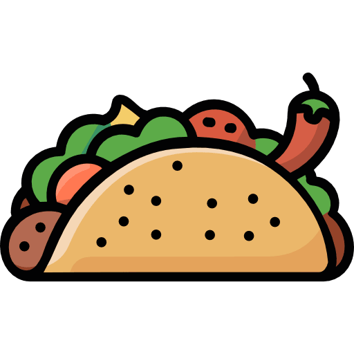 Taco Shell Filled Veggies And Meat Icon in SVG, PNG formats
