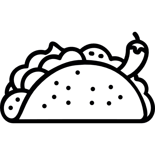 Taco Shell Filled Veggies And Meat Outline Icon in SVG, PNG formats