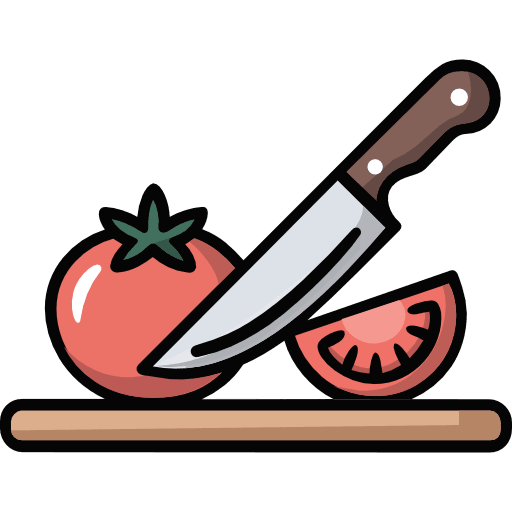 Knife Slicing A Tomato Icon in SVG, PNG formats