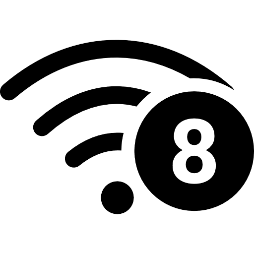 WiFi 8 Black Icon in SVG, PNG formats
