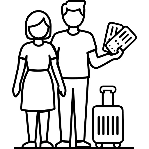 Couple Traveling Outline Icon in SVG, PNG formats