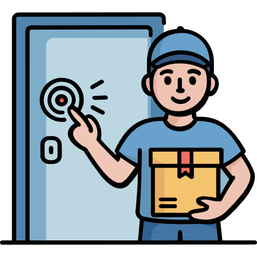 Delivery Boy Pressing Doorbell Icon in SVG, PNG formats