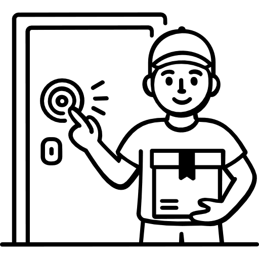 Delivery Boy Pressing Doorbell Outline Icon in SVG, PNG formats