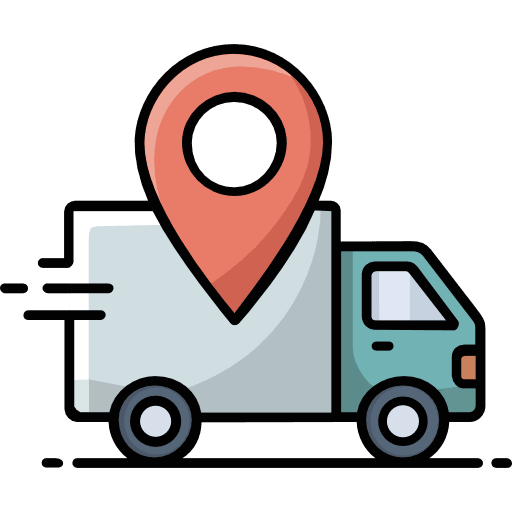 Delivery Truck With A Large Location Pin Icon in SVG, PNG formats