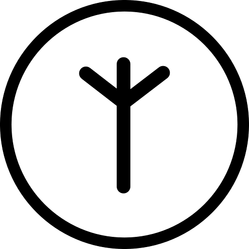 Algiz Sign Round Black Outline Icon in SVG, PNG formats