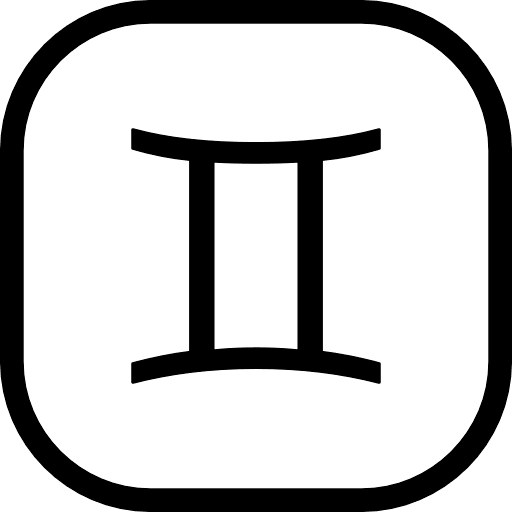 Gemini Sign Square Black Outline Icon in SVG, PNG formats