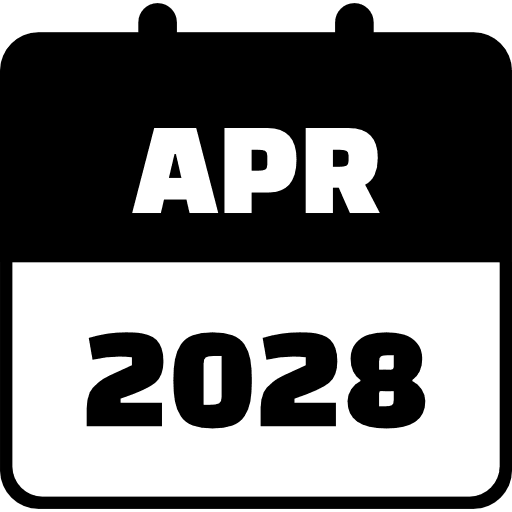 April 2028 Black Icon in SVG, PNG formats