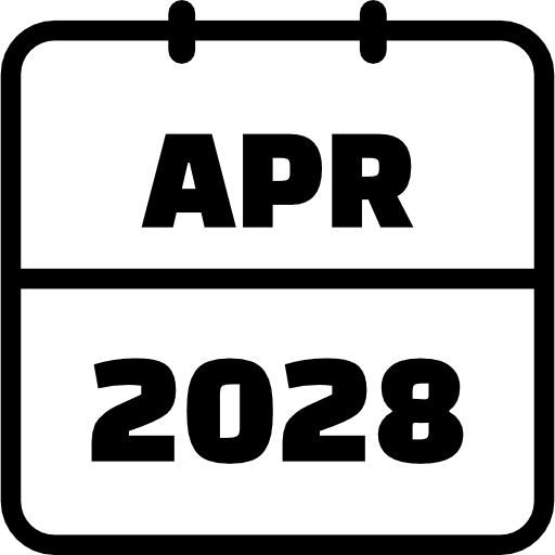 April 2028 Outline Icon in SVG, PNG formats