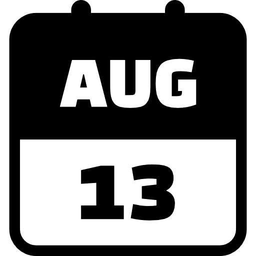 August 13 Black Icon in SVG, PNG formats